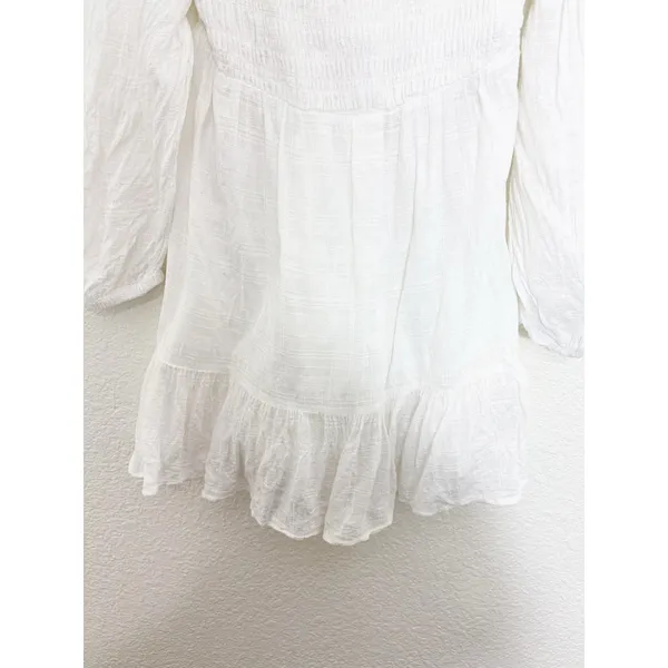 Revolve L*SPACE Winslet Dress Size Large Ivory Smocked Long Sleeve Boho - Image 10