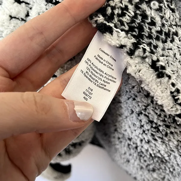 Coldwater Creek wool blend white black long quarter zip knit sweater women's 1X - Image 4