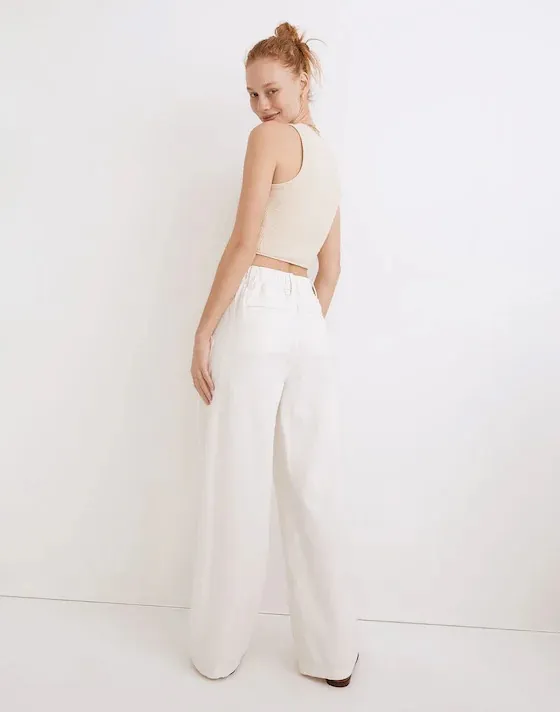 Madewell Cotton-Linen Pleated Wide-Leg Pants - Image 3