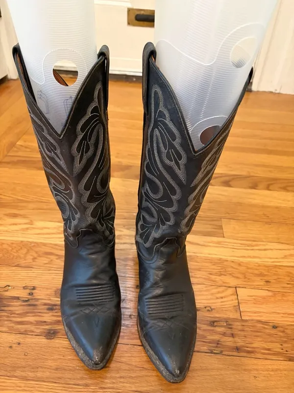 Vintage Dan Post 710 Black Leather Cowboy Boots Western Women’s Size 7 EU 37 - Image 3