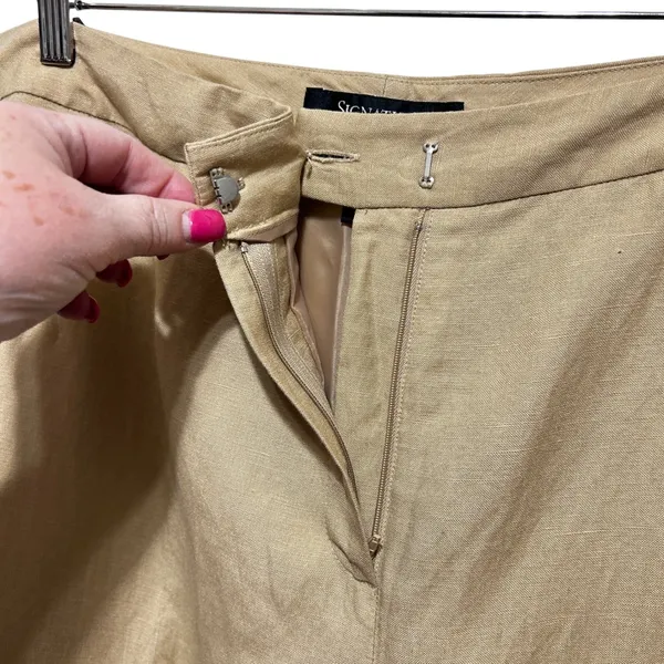 Larry‎ Levine Womens Linen Blend Pants 18W Tan Tailored Minimalist Quiet Luxury - Image 4