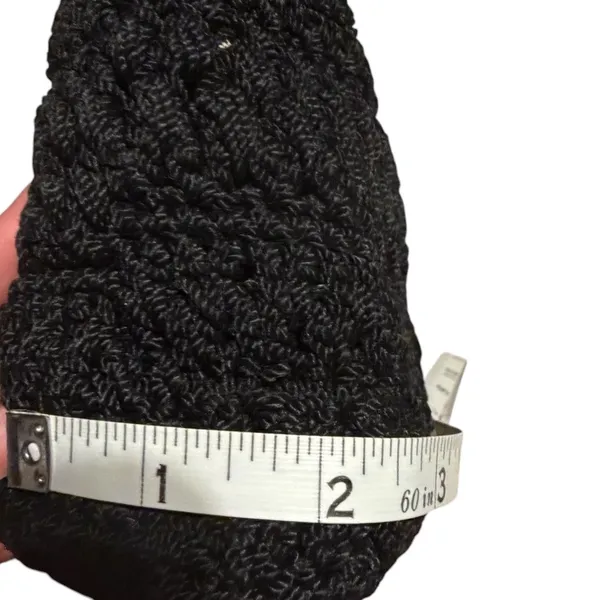 The Sak Black Crochet Shoulder Bag Woven Knit Tote Zip Top Boho Purse 90's Y2K - Image 9