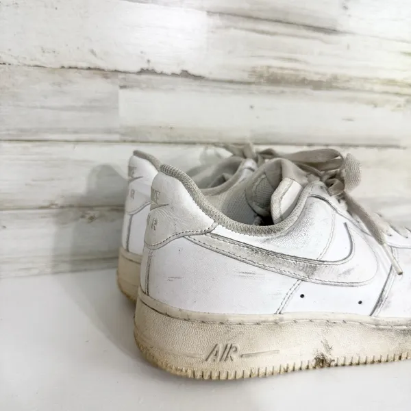 Nike Shoes Size 7.5 Air‎ Force 1 White Leather Low Top Sneakers Lace Up Casual - Image 3