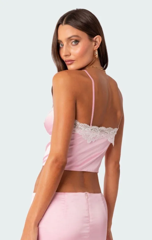 brandi lace trim satin top - Image 2