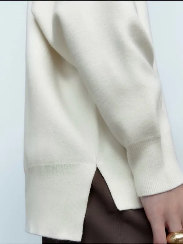Zara V-Neck Oversized Cardigan Size Small Cream - Image 2