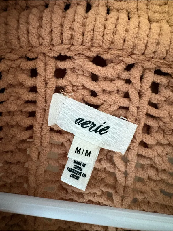Aerie Womens Quarter Zip Pullover Sweater chunk Knit Collared Cozy size M - Image 4