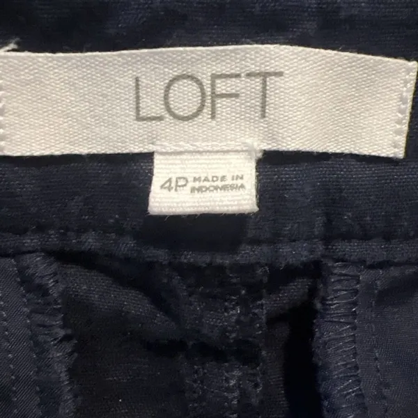 Loft Women’s Pants 4P Linen Blend Palmer Wide Leg Navy Blue‎ - Image 3