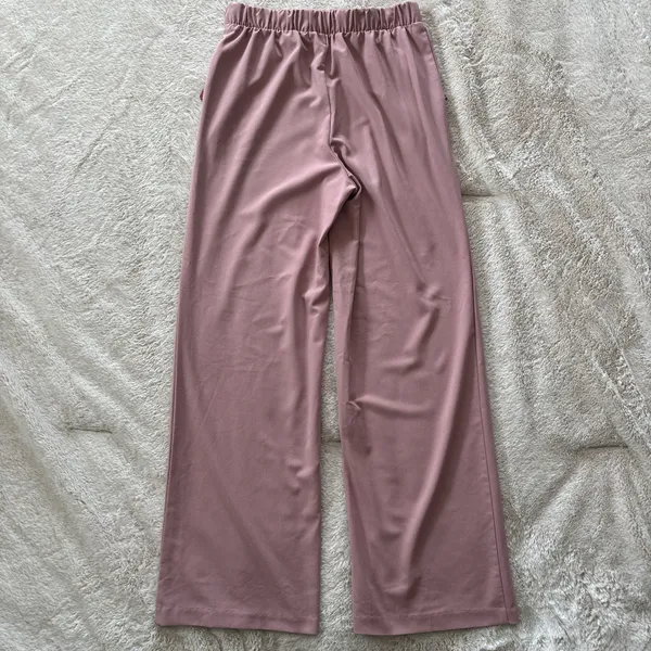 Mosaic & Co Dusty Pink Wide Leg Palazzo Pants Ruffle Pocket Flowy Trousers Size M - Image 2