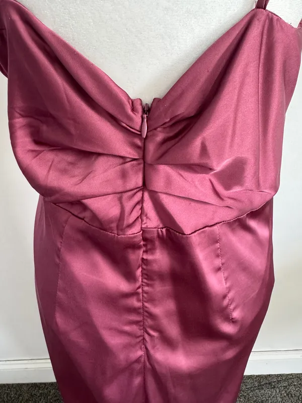 ASTR The Label Twist Front Satin Midi Dress, Large, Mauve - Image 3