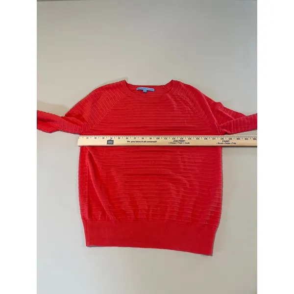 Antonio Melani Lightweight Sweater Size S Orange Sheer Stripe 100 Percent Cotton - Image 4