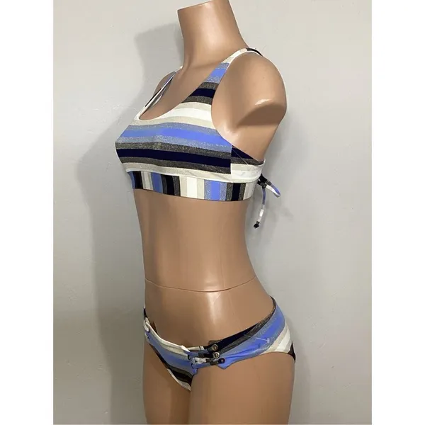 New. PILYQ blue stripe bikini set. L-top/S-bottom - Image 6