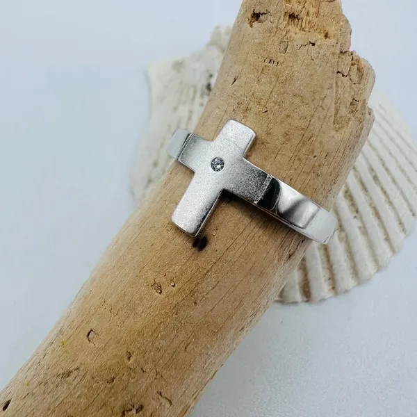 925 Sterling Silver Cross Ring, CZ Cross Ring - Image 5