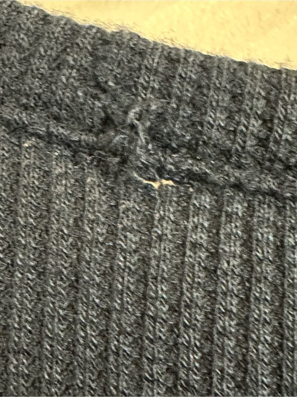 American Eagle Womens Black Ribbed Waffle Knit Long Sleeve Henley Top Medium - Image 9