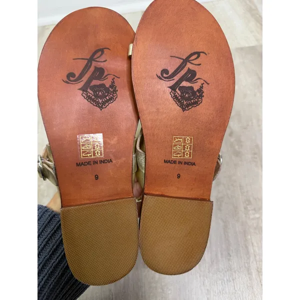 Free People Barcelona Slip-On Sandals Gold Metallic Size 9 - Image 3