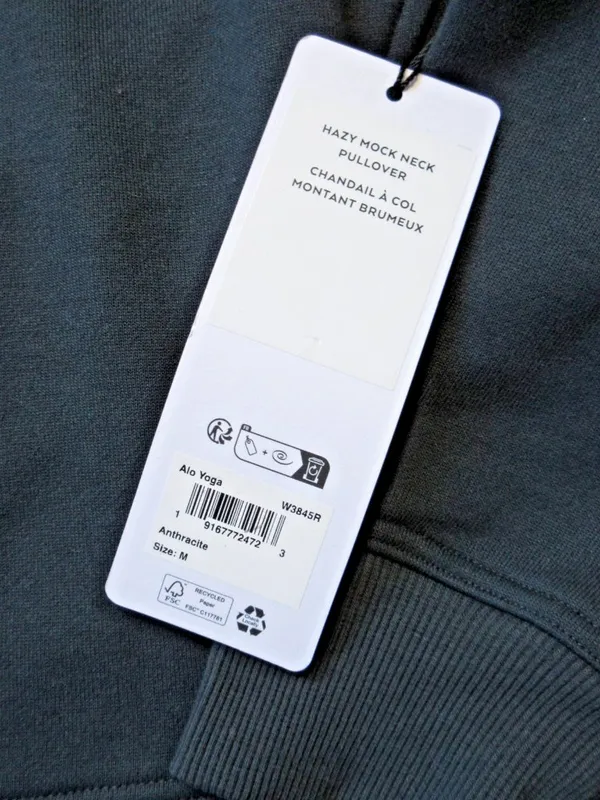 NWT Alo Hazy Mock Neck Pullover in Anthracite Gray Oversized Fleece Sweatshirt M - Image 3