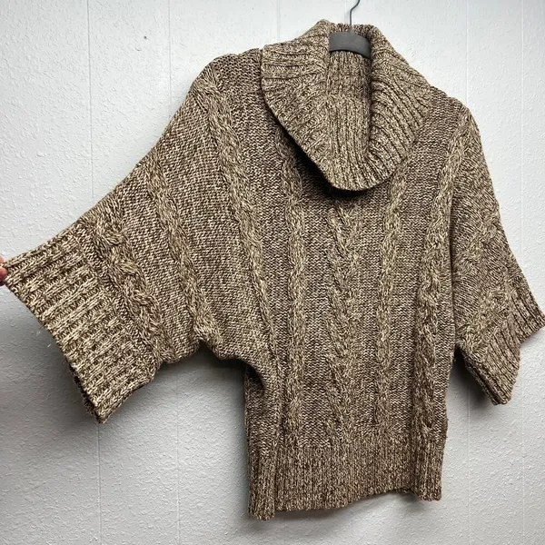 Leo & Nicole Cowl Neck Dolman Sleeve Sweater Womens Small Y2K Cropped Chunky - Image 7