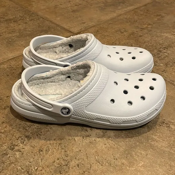 Crocs Blue Classic Lined Clog Shoes Unisex M9 W11 Comfort Faux Fur - Image 7
