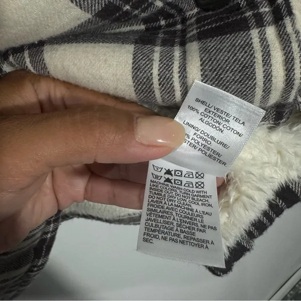 Lucky Brand Sherpa Lined Shacket Brown Tan‎ Plaid Small Outdoorsy Cabin Cozy - Image 7