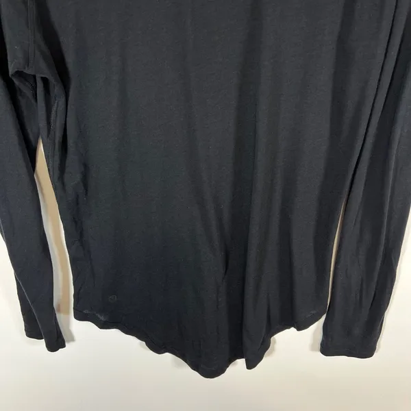 Lululemon Black Mock Neck Long Sleeve Raglan Top Curved Hem‎ Activewear Womens S - Image 7