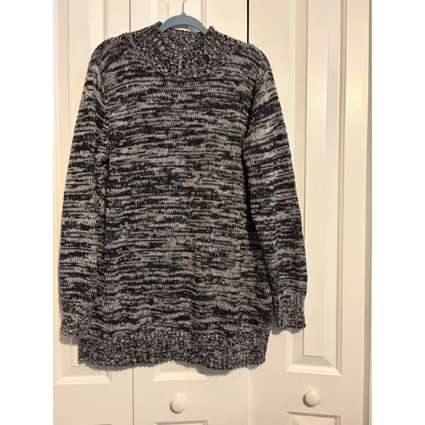Old Navy Women's XXL Black White Marled‎ Mock Neck Long Sleeve Sweater - Image 3