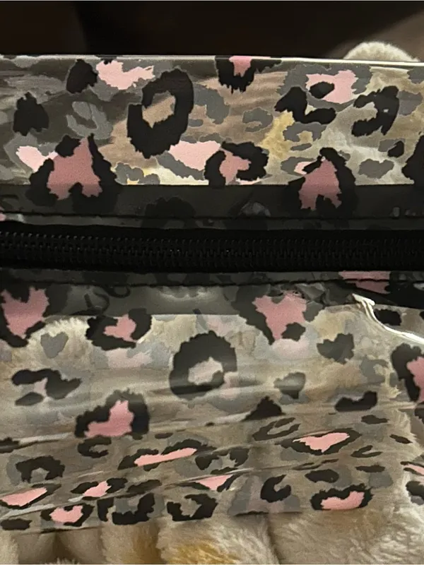 Clear Pink Leopard Print Cosmetic Bag - Women Bags - Image 2