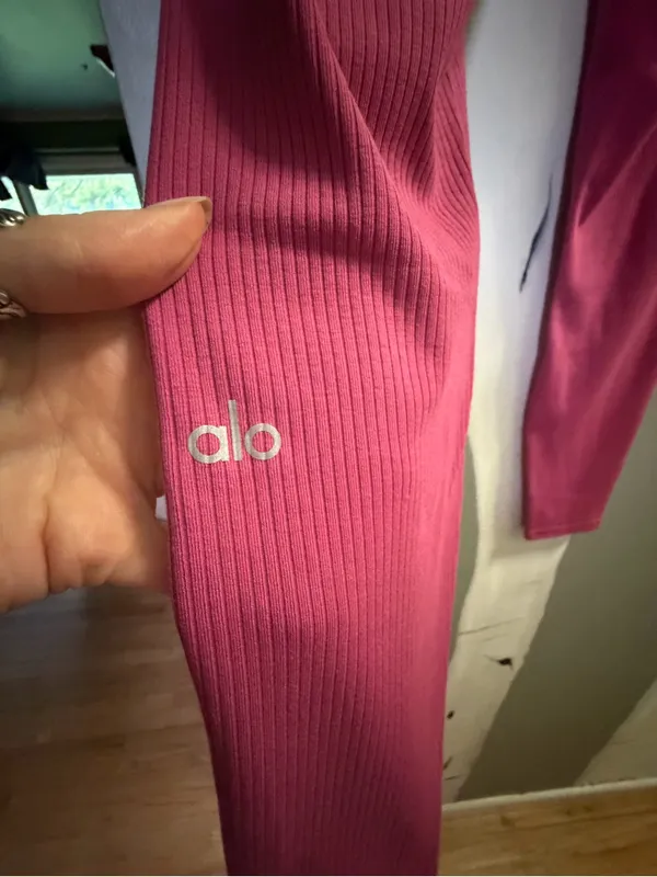 ALO Yoga Pink Ribbed Leggings - Image 2