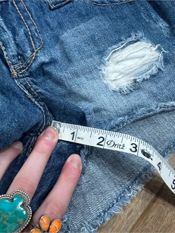 PARIS BLUES Vintage 2000s Y2k Low-rise Distressed Jean Short Shorts | Size 2 - Image 5
