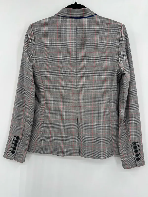 Banana Republic Glen Blazer Jacket Plaid Print Double-Breasted Stretch Size 2 - Image 9
