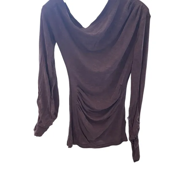 Free People Night We Met Long Sleeve purple Ruched Off The Shoulder Tunic Top - Image 6