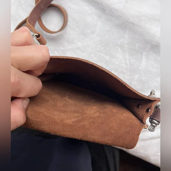 SOLD Leather Cross Body Travel Satchel Purse. Handmade. Adjustable. Stainless - Image 9