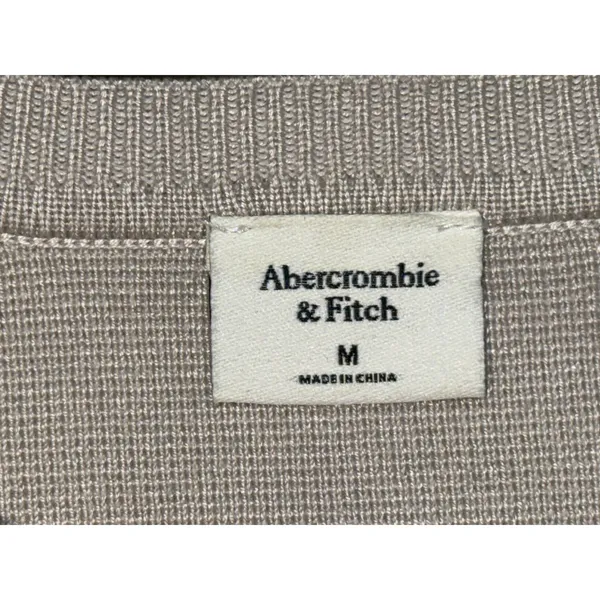 Abercrombie & Fitch Beige Tan Ribbed Knit Long Sleeve Crew Neck Sweater Size M - Image 3