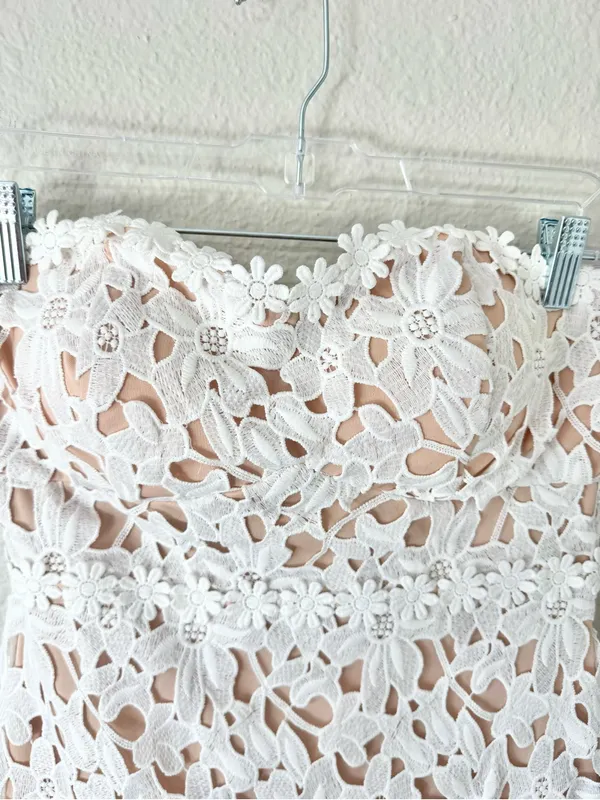 Lulu's Key to My Heart White Lace Strapless Bodycon Dress Size Small - Image 4