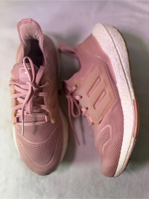 adidas Women’s Pink Knit Running Sneaker - Image 6