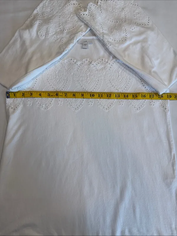 EUC J. Jill White 100% Cotton Eyelet Square-Neck Tunic Top Size Small - Image 7