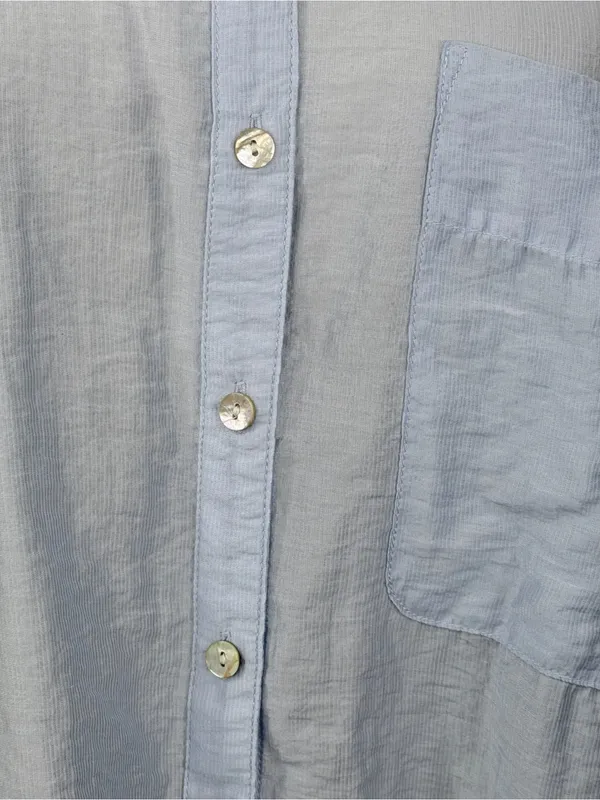 A NEW DAY Blue Pinstripe Lightweight Oversized Button Down Shirt Women's-Medium - Image 3