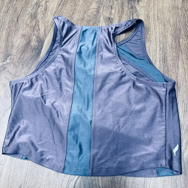 Pheel Athleta Vintage Yoga Tank Top Y2K USA Colorblock Purple Blue Active crop M - Image 3
