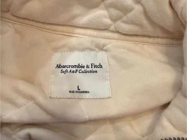 Abercrombie & Fitch Cream Quilted Half-Zip Puffer Pullover Sz L - Image 3