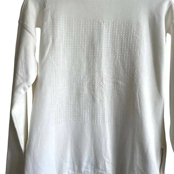 Noisy May Cream Textured Mock Neck Sweatshirt‎ XS Side Zip Minimalist Scandi Top - Image 4