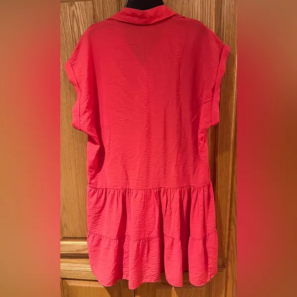 ZARA Jeweled‎ Button Ruffle Tiered Drop Waist Orange Mini Dress Size Medium - Image 8