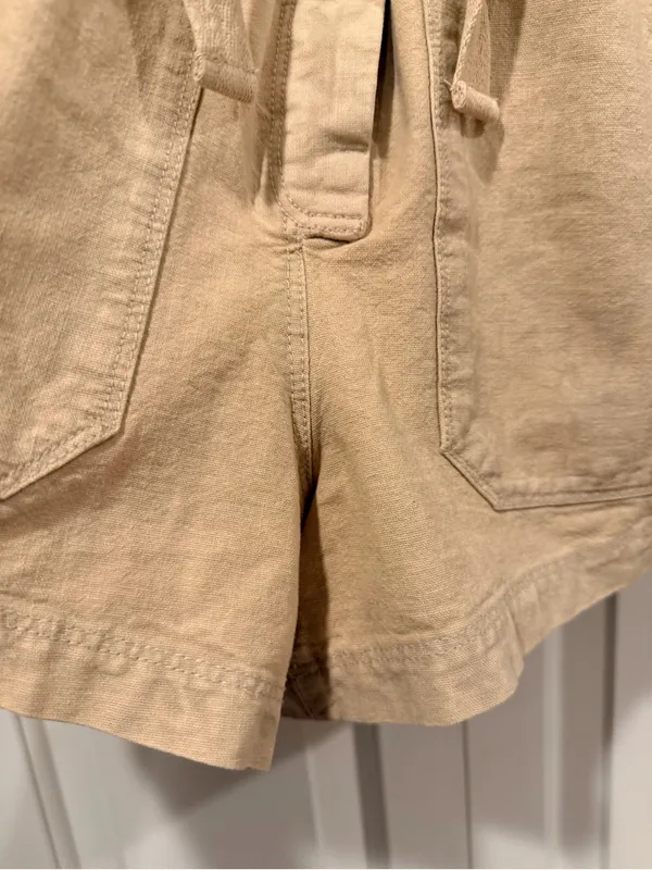Free People linen blend Beige/Tan‎ Utility Romper Shorts XS nwt - Image 2