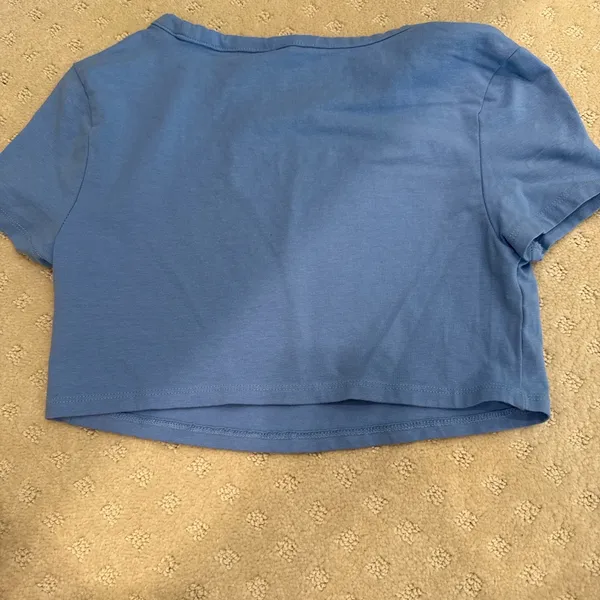 H&M Blue Basic Cropped T-Shirt Women’s Medium Short Sleeve - Image 4
