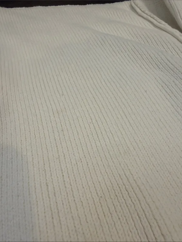 Vici Ivory Ribbed Cropped Crewneck Sweater Size Medium - C59-020 - Image 4