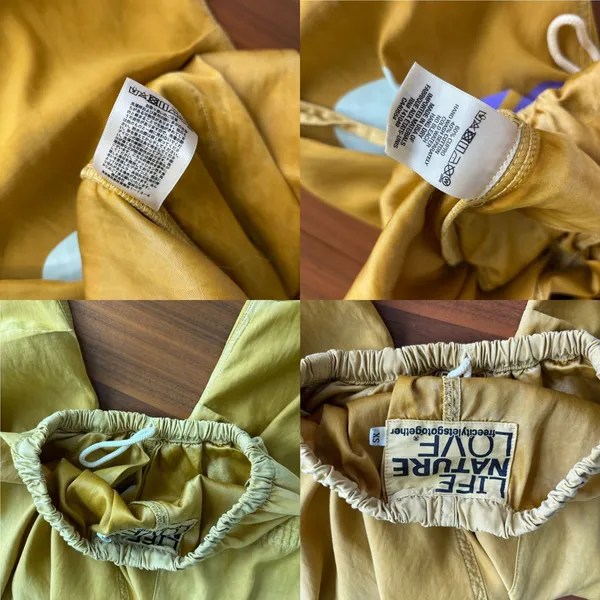 Freecity Flap Snap Pants XS Yellow Cotton Airjump Karate Sail Drawstring Satin - Image 7