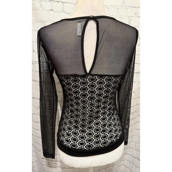 Residents On Sexy Stretch Mesh Long Sleeves Lace Corset Top Black Size Small - Image 5
