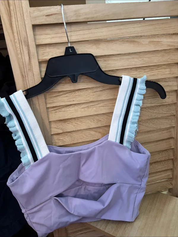Lilac Ruffled Strap Crop Tank Top Small NWOT - Image 3