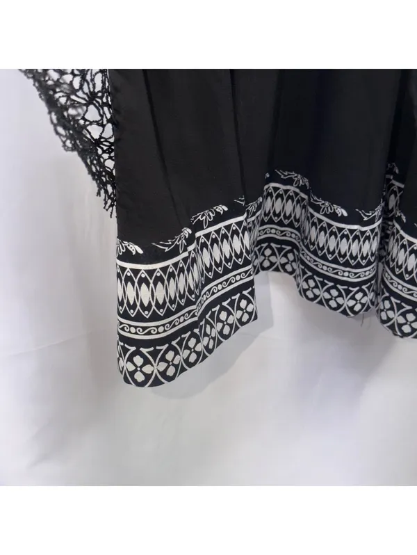 Lapis Women’s Black Crochet Lace Maxi Skirt Size M Boho Tiered - Image 5