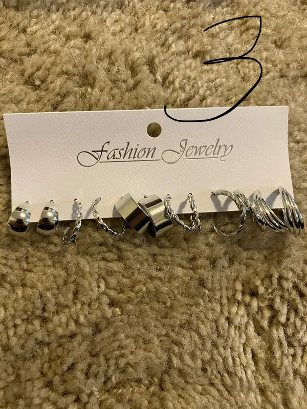 Silver 12PCS Bulk Set Hoop Earrings - Image 4