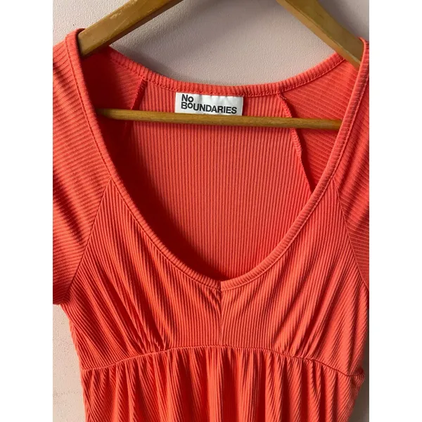 No Boundaries Reddish Pink Ribbed Summer Dress Size M - Image 3