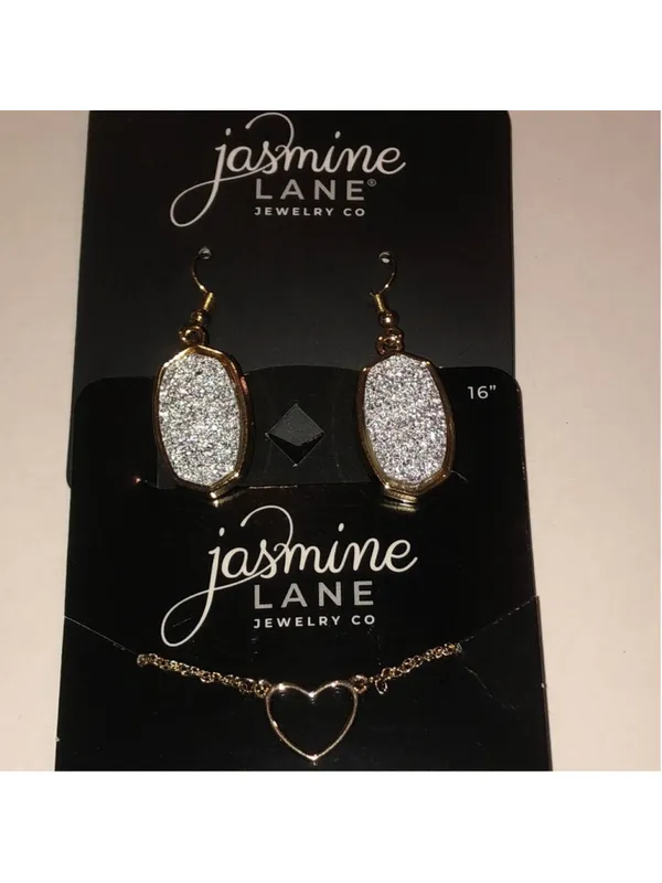 Jasmine Lane Gold Tone and Silver Earrings and Necklace Set - Image 5
