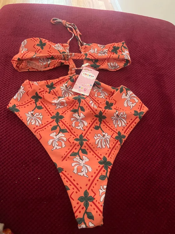 High Leg One Piece Swimwear Women Print Swimsuit Cut Out.. - Image 8
